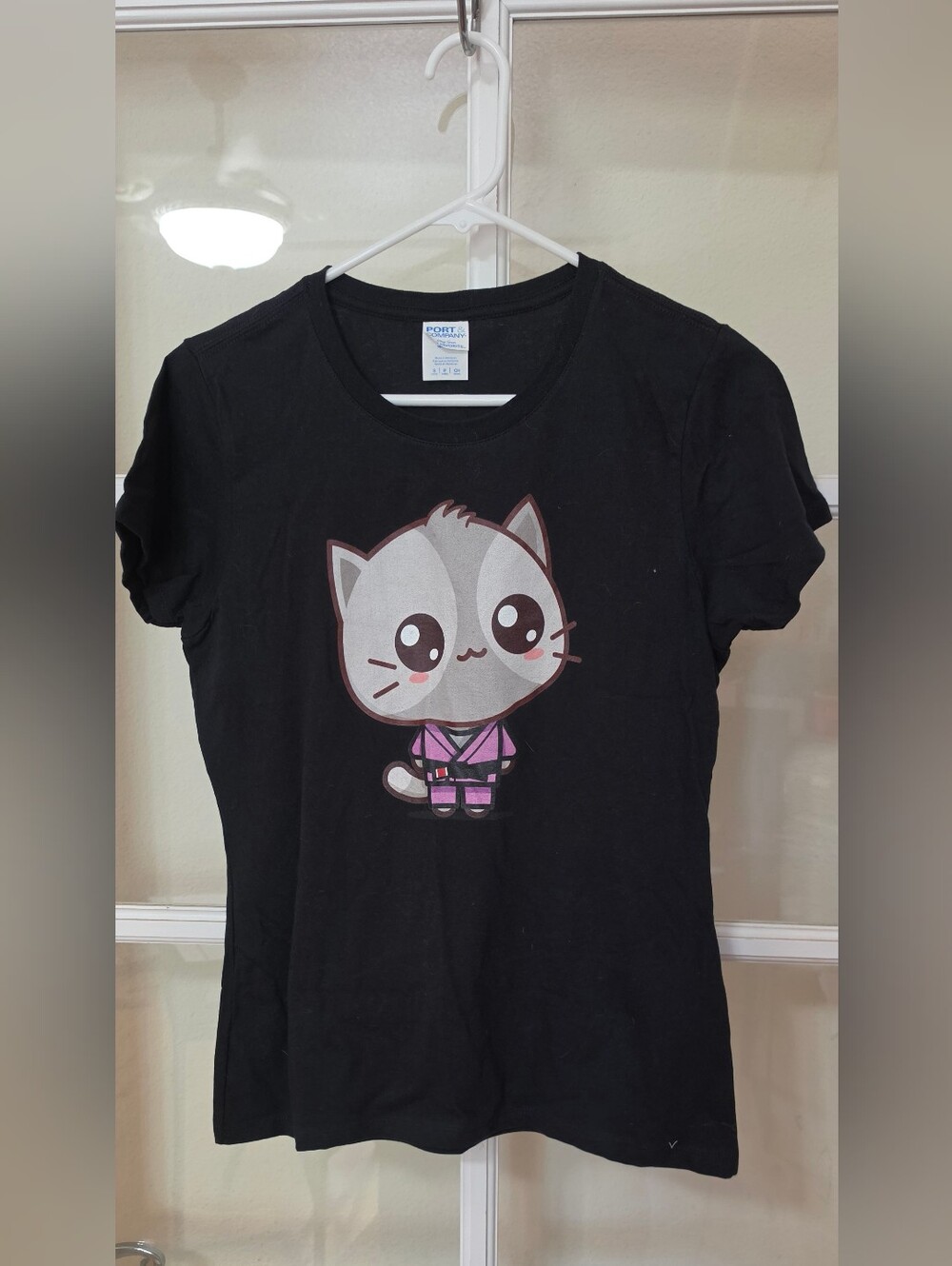Black Cat Graphic Pet T-Shirt with Pink Outfit